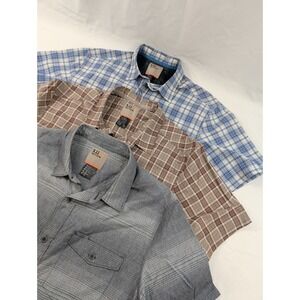 3) Three 5.11 Tactical Snap Up Short Sleeve Shirts Men's Large Two Plaid 1‎ Gray